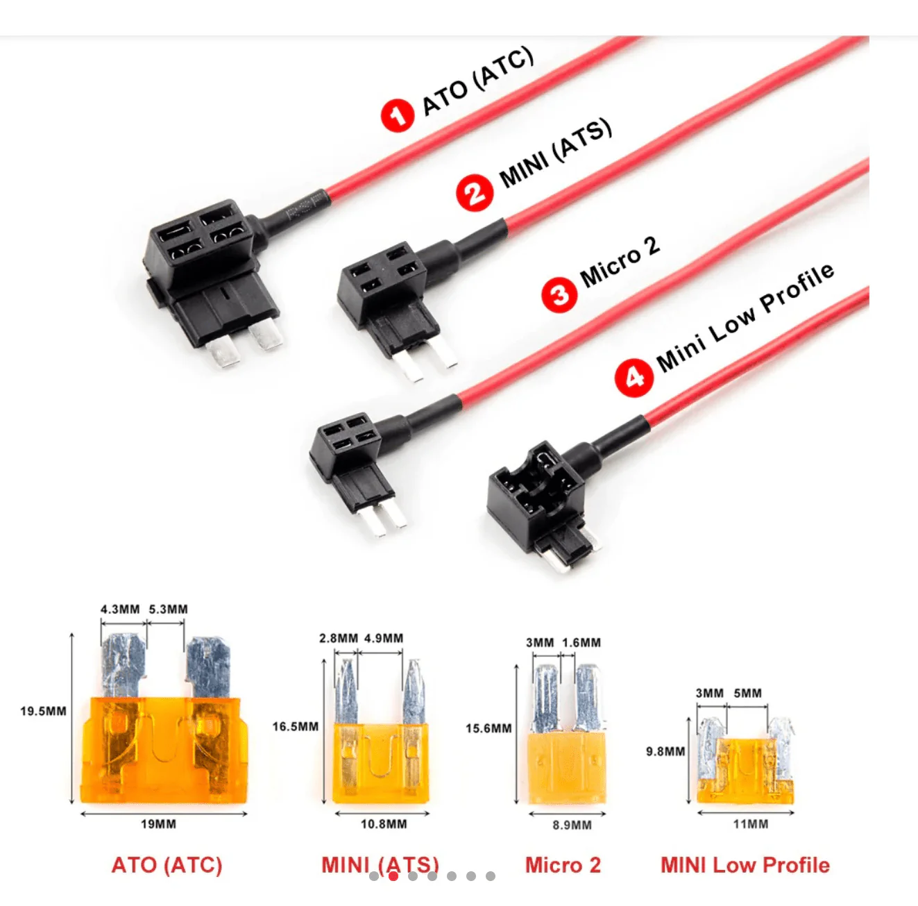 2x set van 4 verschillende zekeringen voor VIOFO Hardwire kit - Image 3